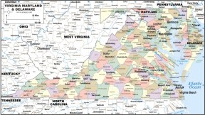 virginia maryland map county delaware town maps outline